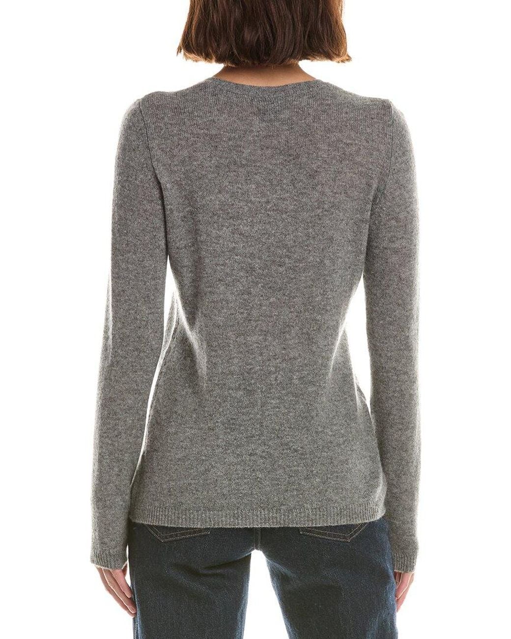 Forte Gray Basic Crewneck 100% Cashmere Sweater