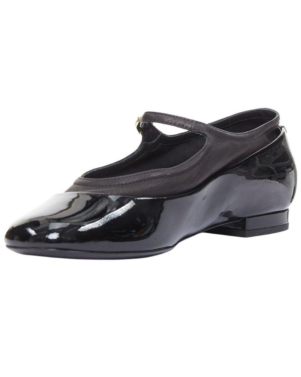 Chanel Black Patent Leather Cc Logo Mary Jane Ballet Flat (Authentic Pre- Loved)