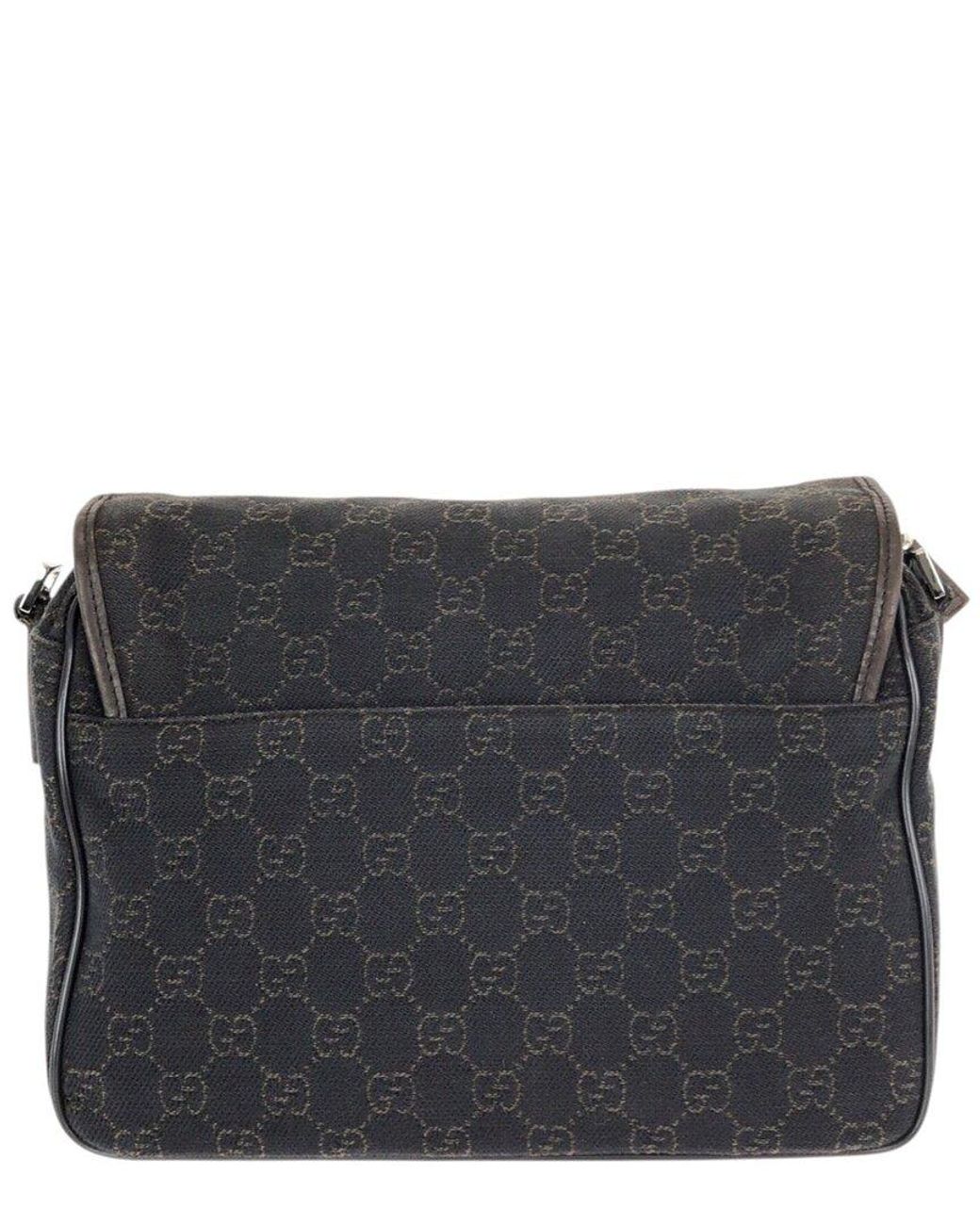 Gucci Black Brown Gg Canvas & Leather Messenger Bag (authentic Pre-loved)