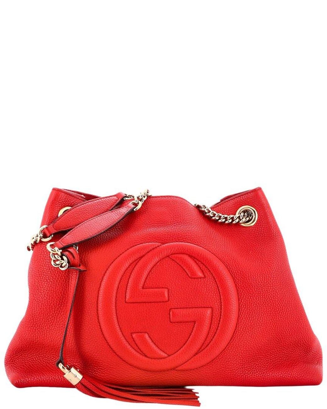 Gucci Red Sheep Leather Soho Chain Strap Shoulder Bag Medium (Authentic Pre- Loved)