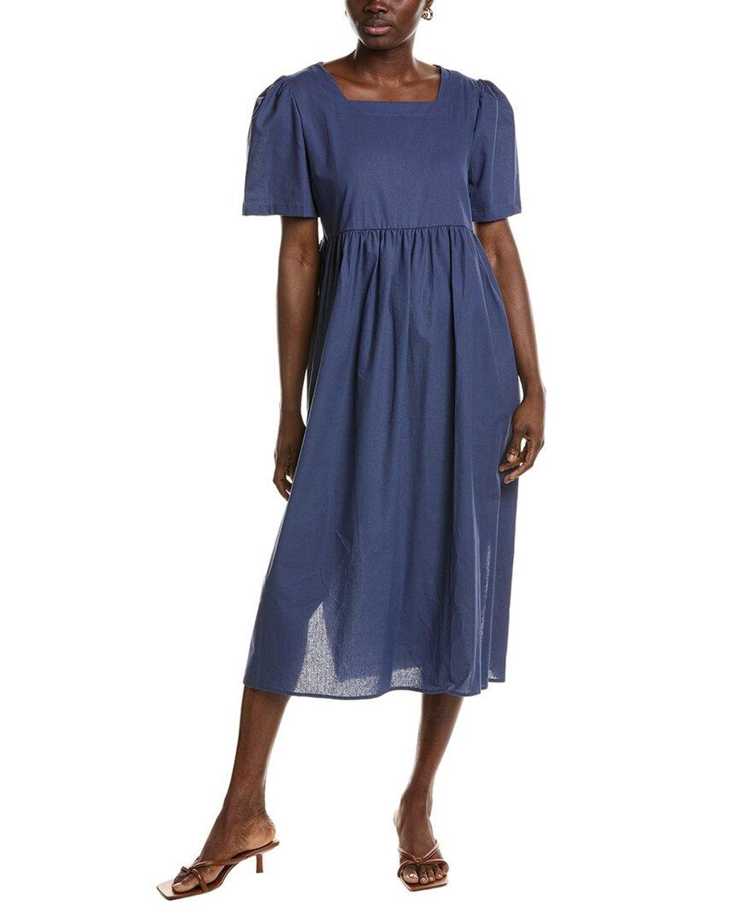 IPPONELLI Blue Shirred Midi Dress