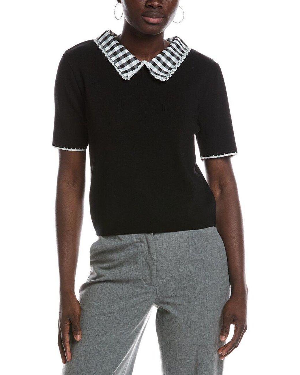 Nanette Lepore Black Collared Top