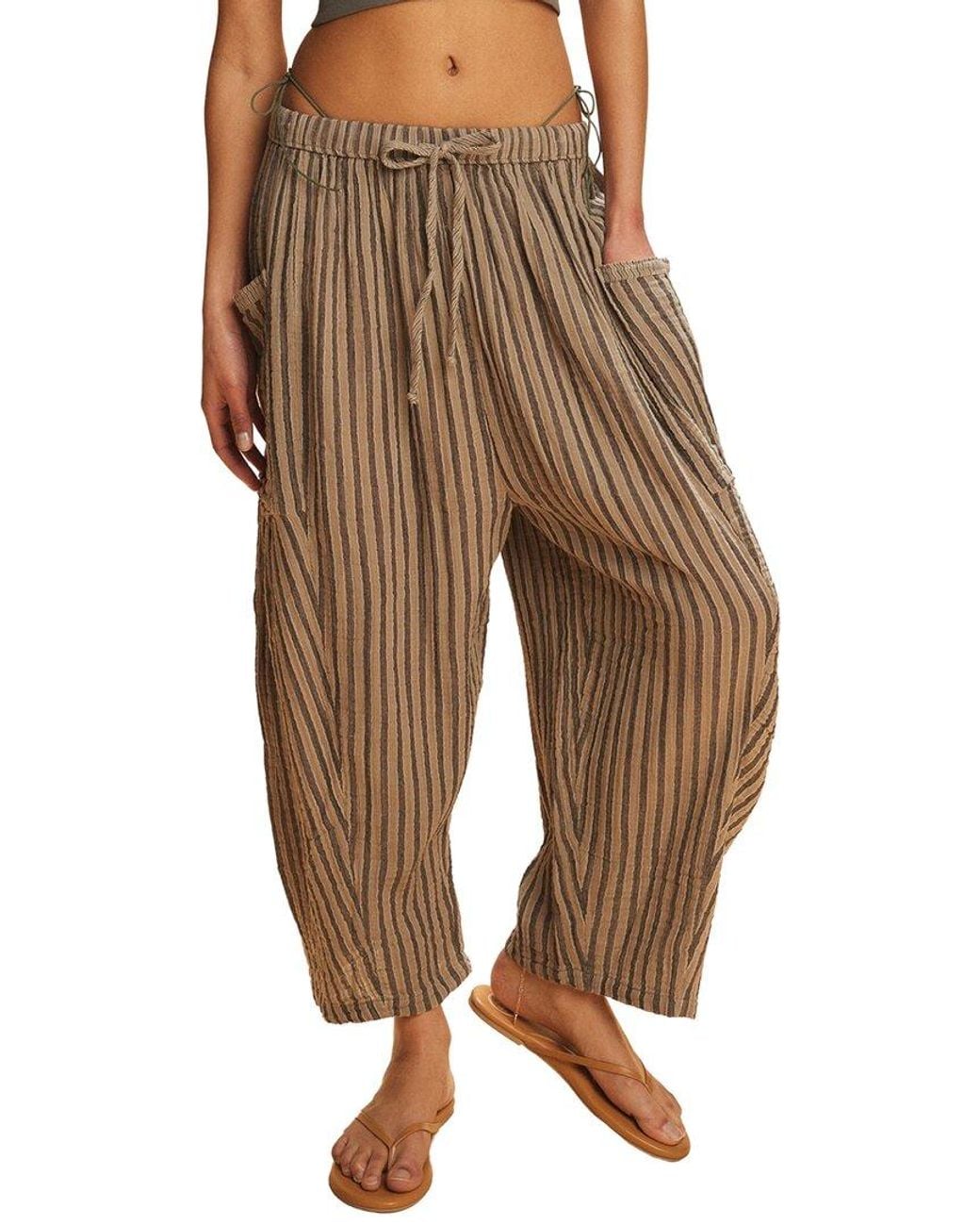 Free People Brown Striped Quinn Pant