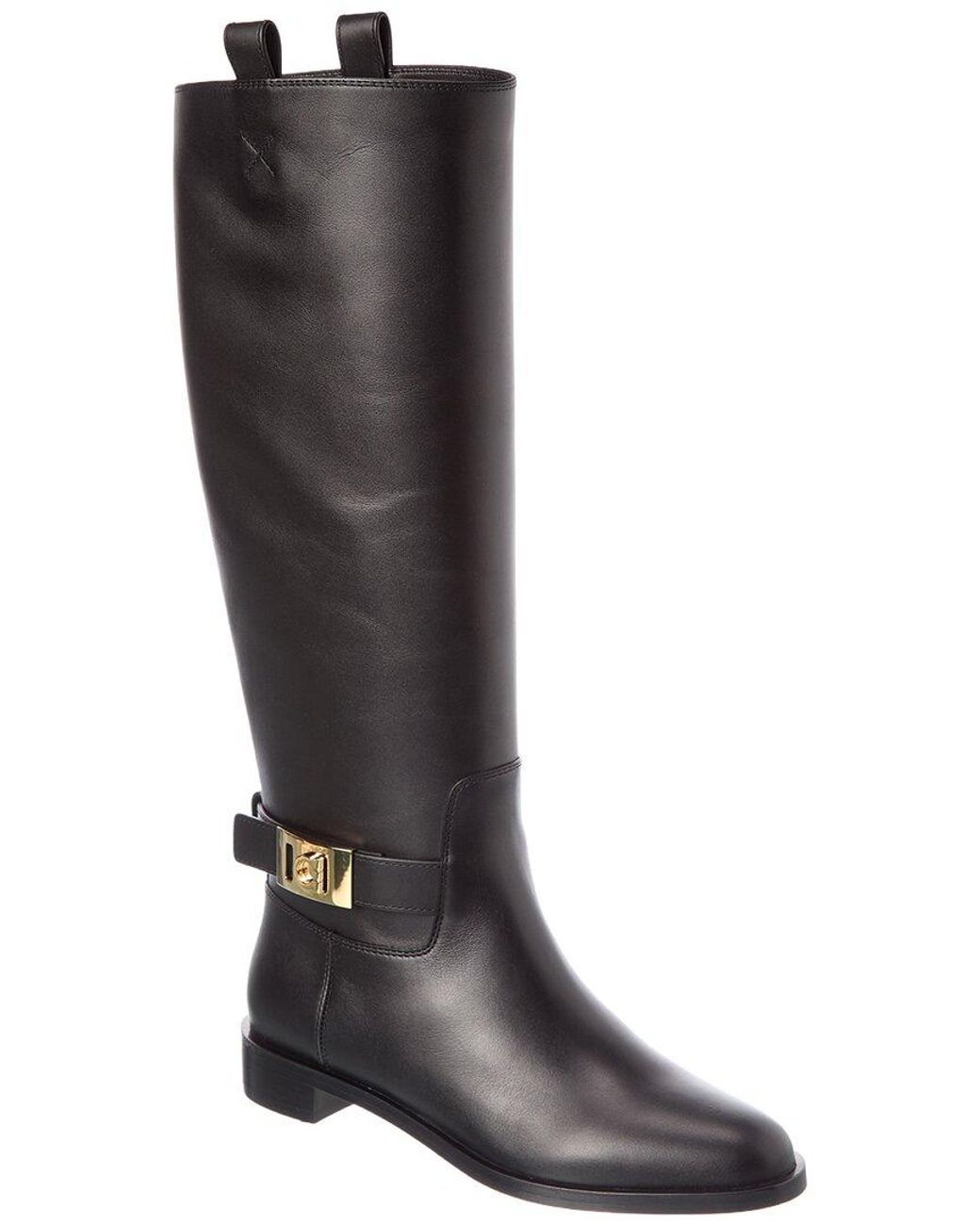 Ferragamo Black Zakia Leather Knee-High Boot