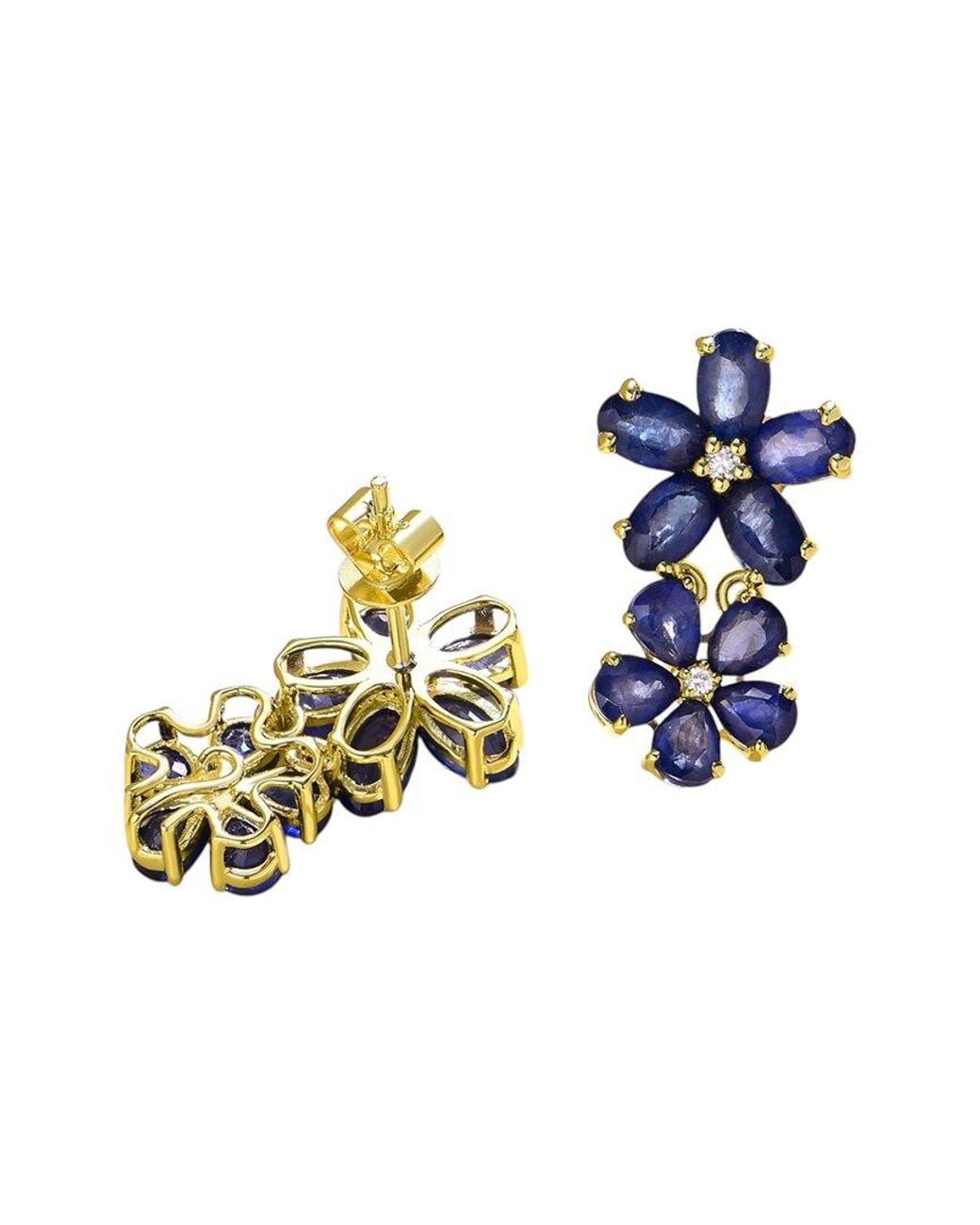 Nina Zhou Jewelry Blue 14K 4.92 Ct. Tw. Diamond & Sapphire Drop Earrings