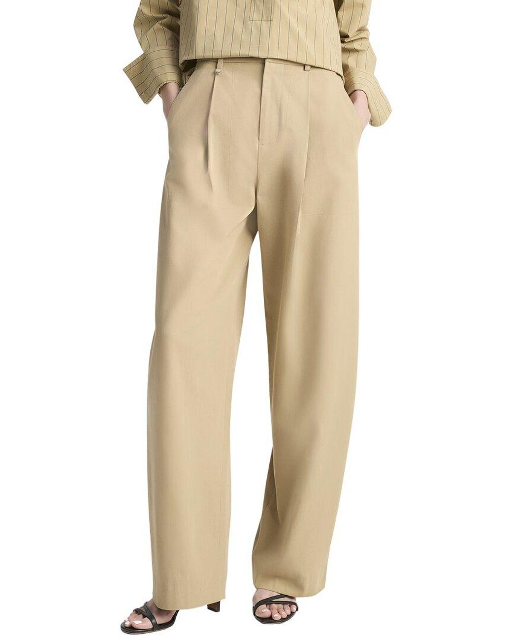 Vince Natural Mid Waist Pleated Trouser