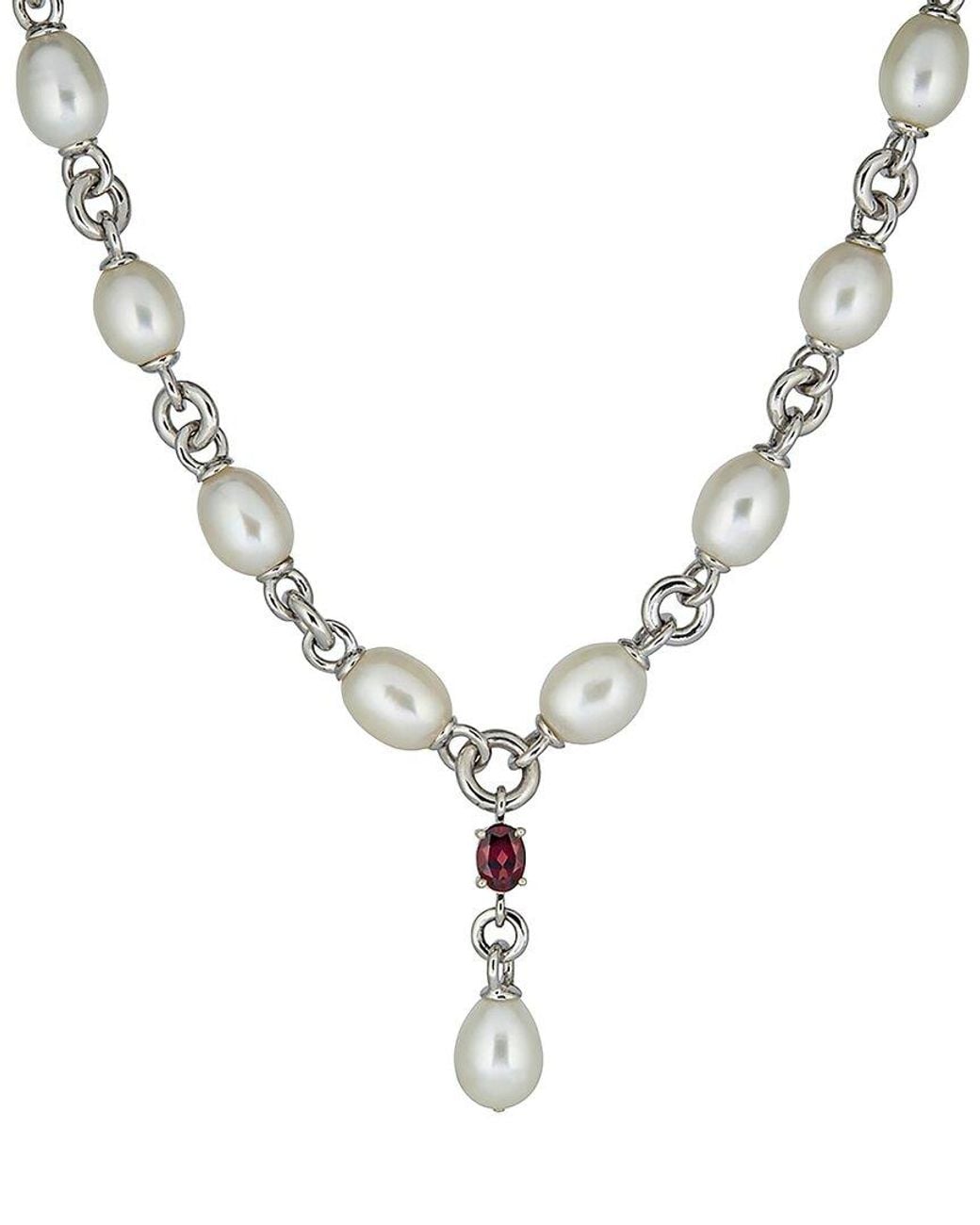 Belpearl Metallic 10-11Mm Pearl Lariat Necklace