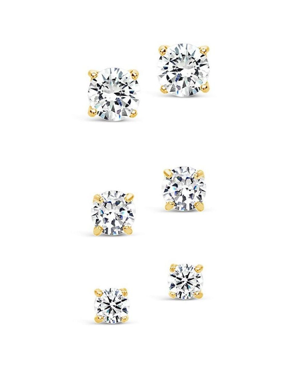 Sterling Forever Metallic 14k Over Silver Cz Earrings