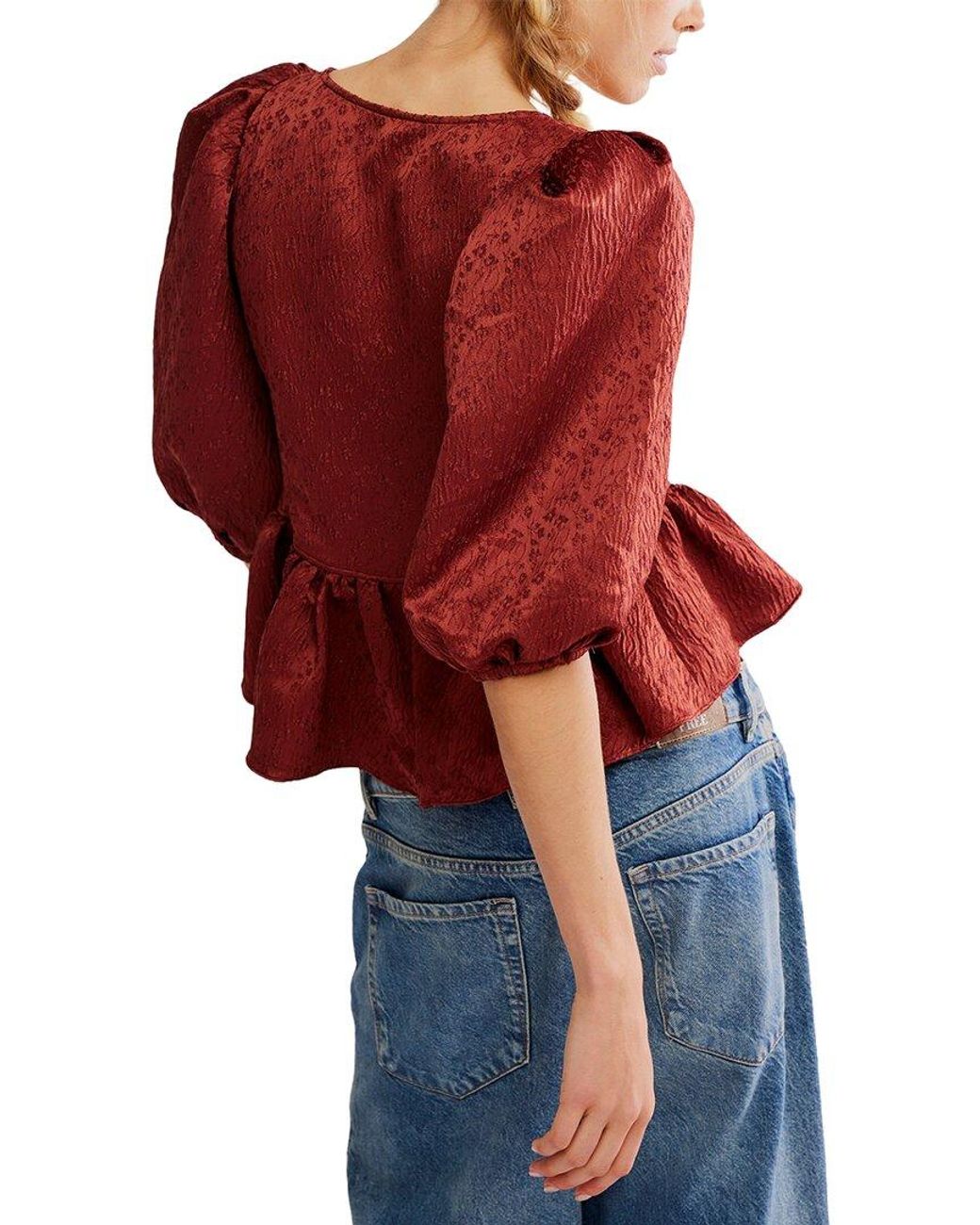 Free People Red Pamela Bow Top