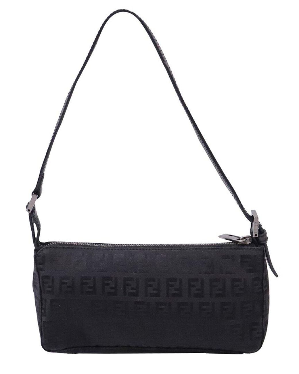 Fendi Black Zucchino Mini Pochette Shoulder Bag (Authentic Pre-Loved)