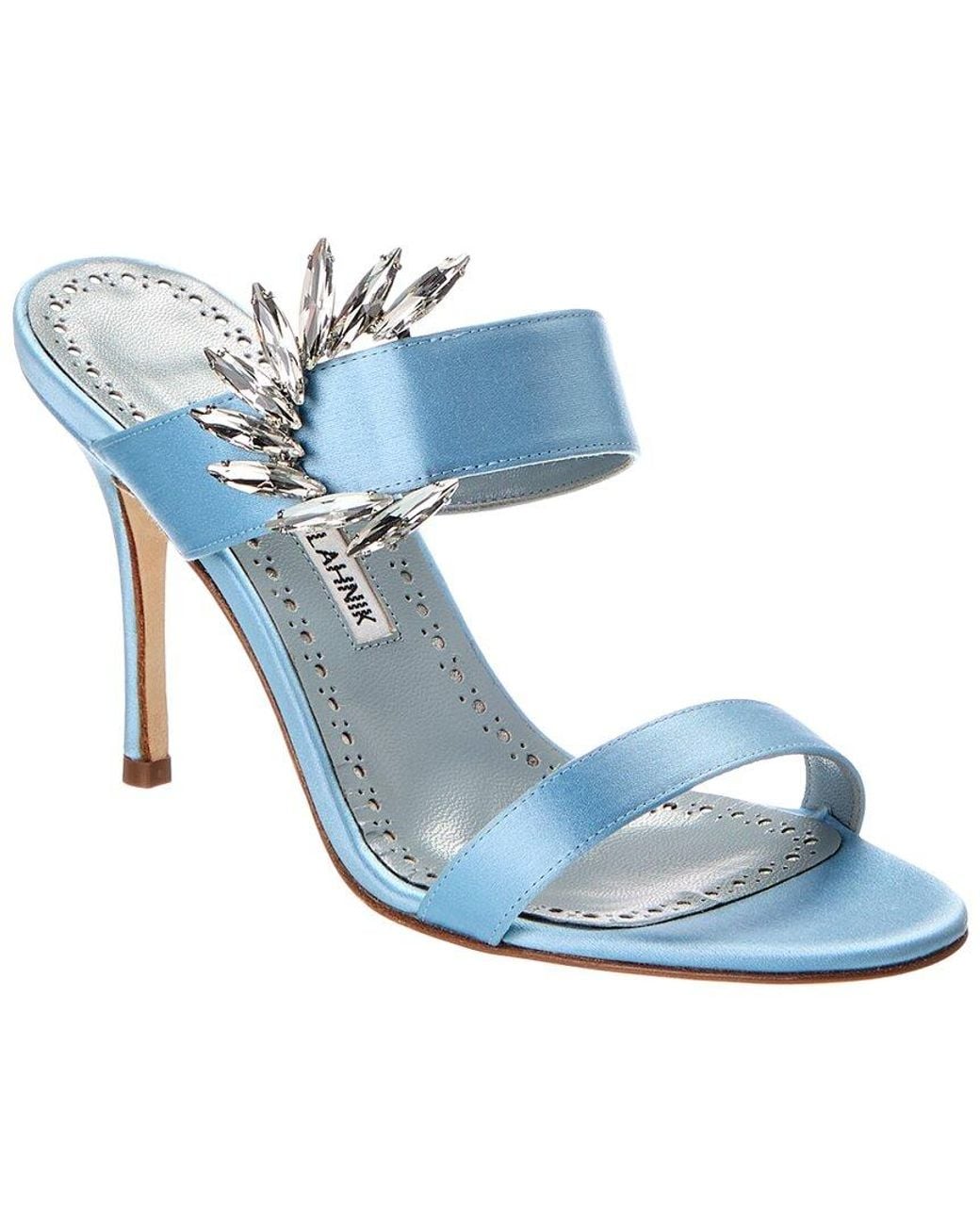 Manolo Blahnik Blue Chivela 90 Satin Sandal