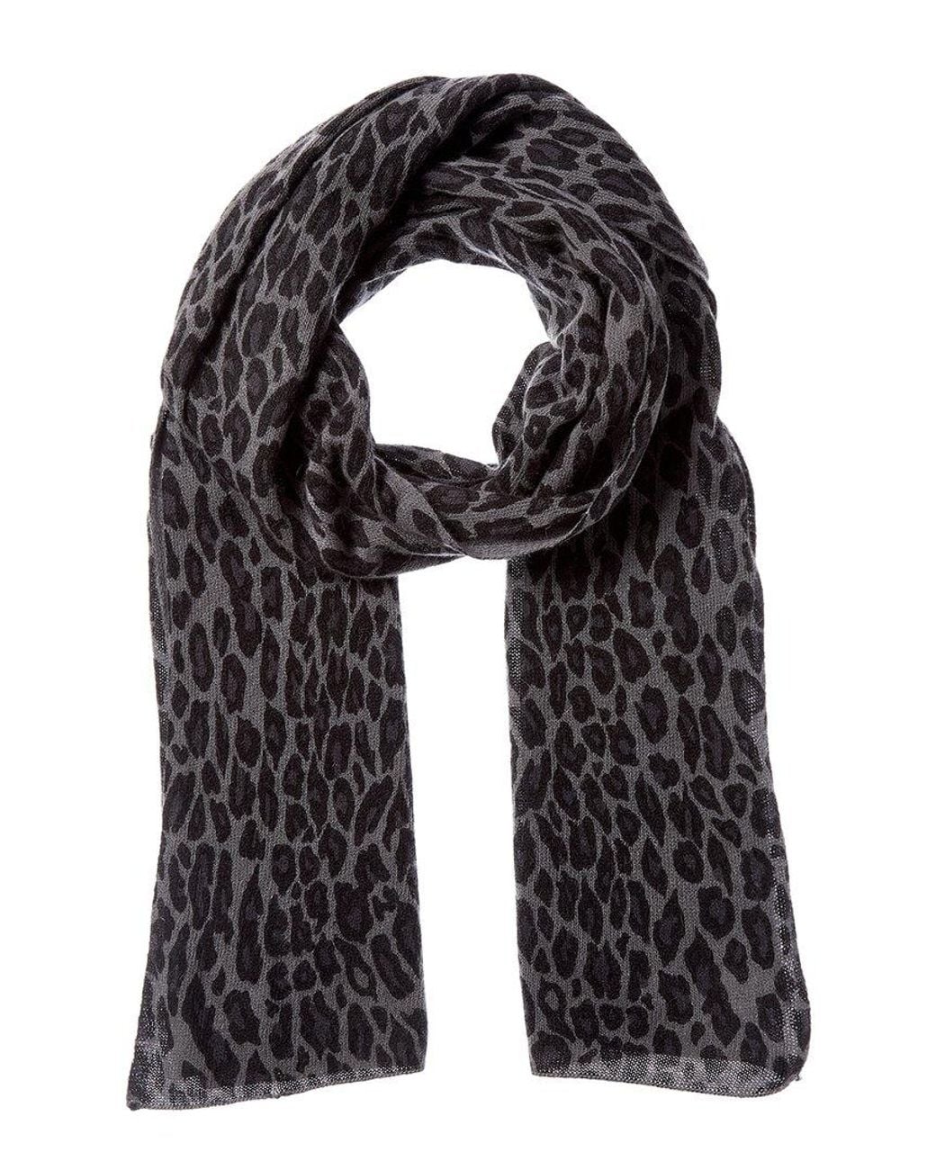 Portolano Black Animal Print Cashmere Scarf