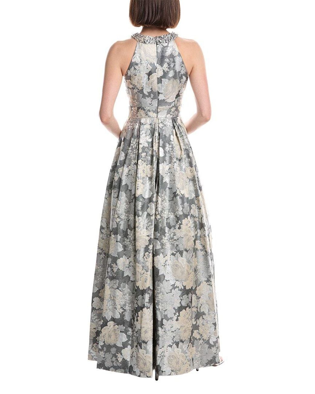 Eliza J Gray Halter Beaded Neckline Ball Gown