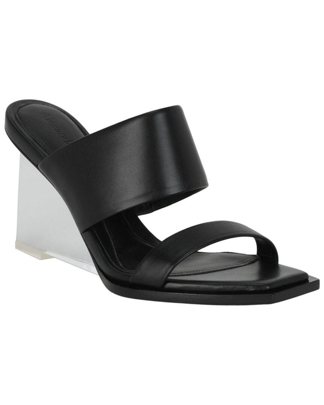 McQueen Black Shard Leather Sandal