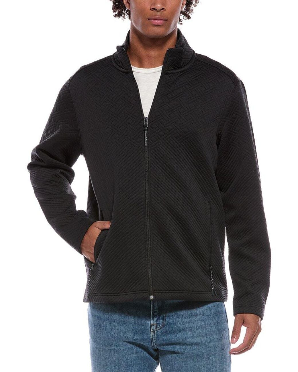 Tommy Bahama Black Lakeview Quilt Full Zip Jacket for men