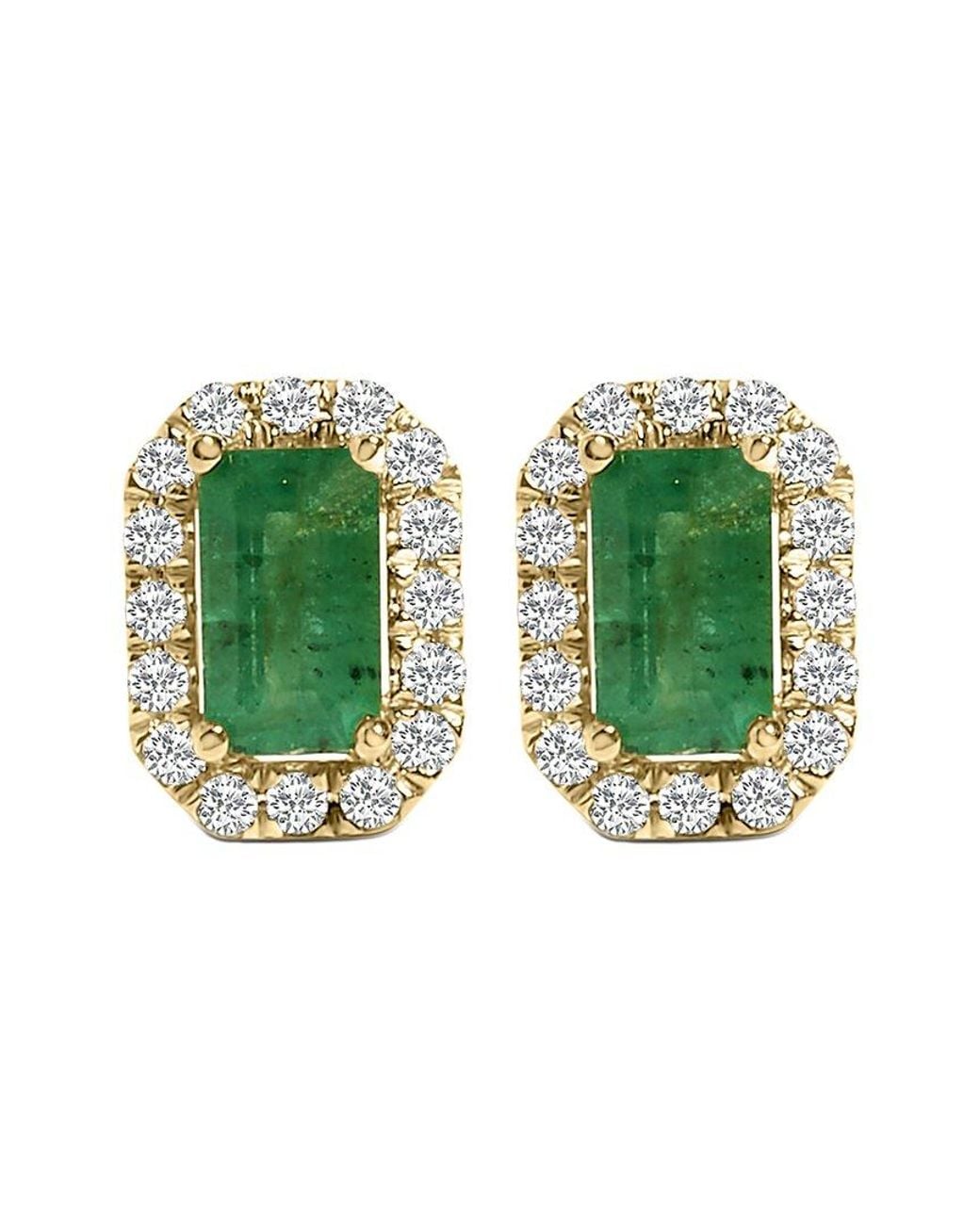 Haus of Brilliance Green Colorful Gemstones 14K 0.84 Ct. Tw. Diamond & Emerald Stud Earrings