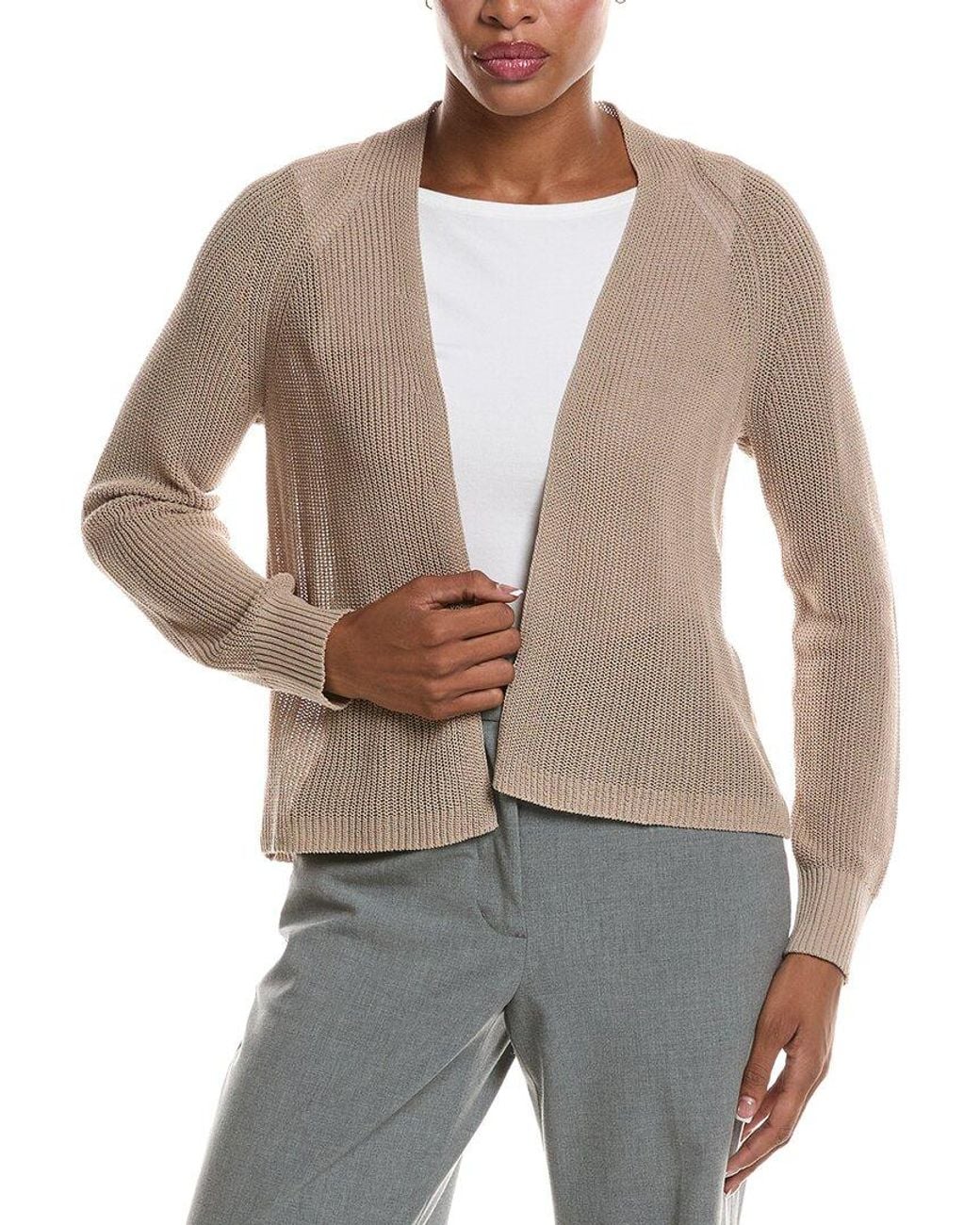 Eileen Fisher Gray Silk-Blend Cardigan