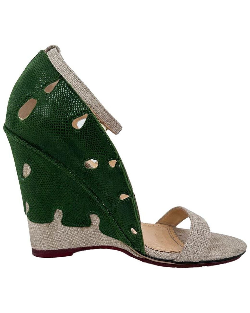 Charlotte Olympia Natural Raffia Leaf Accent Sandal (Authentic Pre-Loved)