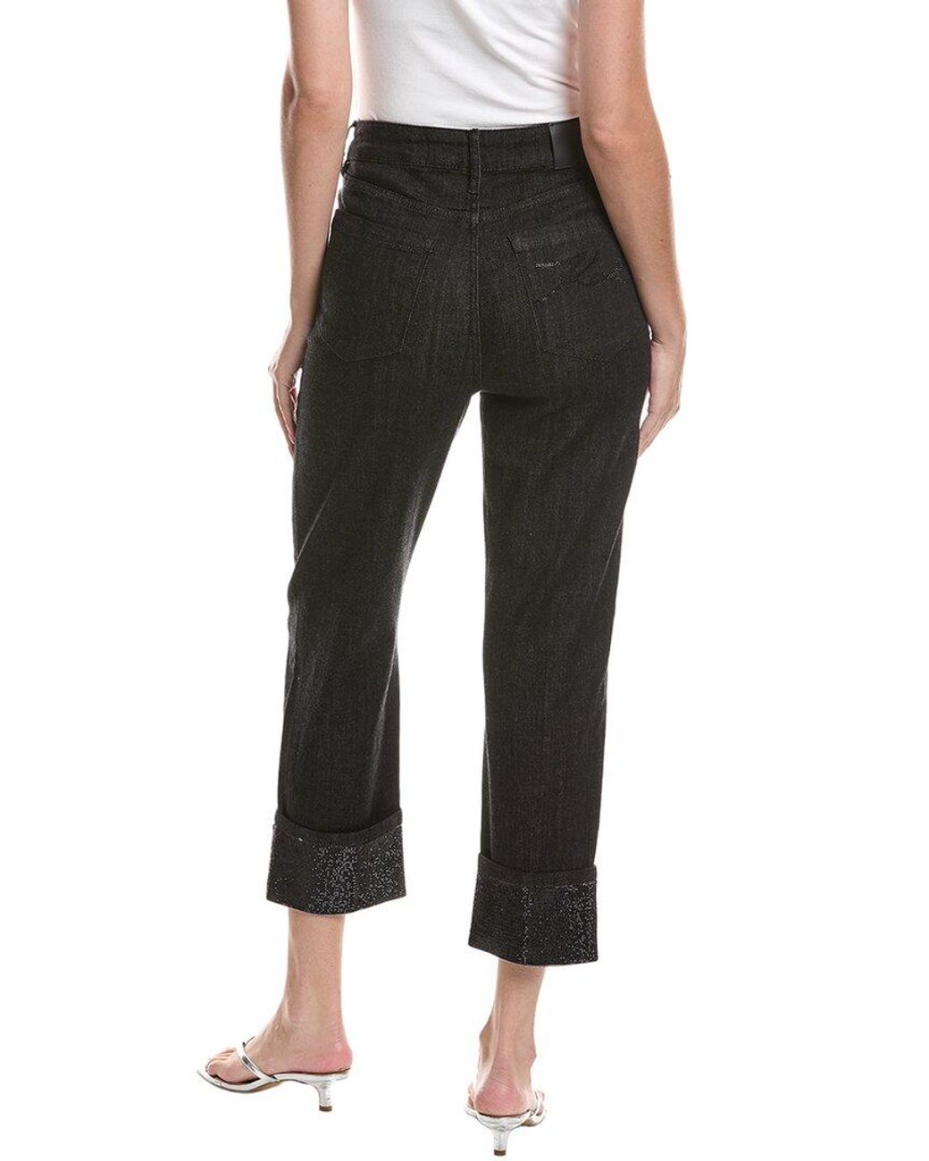Karl Lagerfeld Black Crystal Cuff Denim Pant