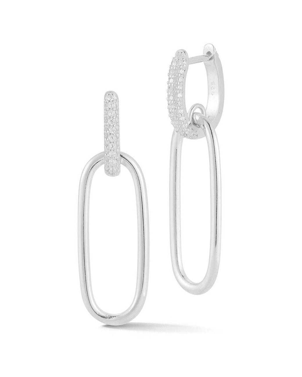 Sphera Milano White Silver Cz Link Drop Earrings