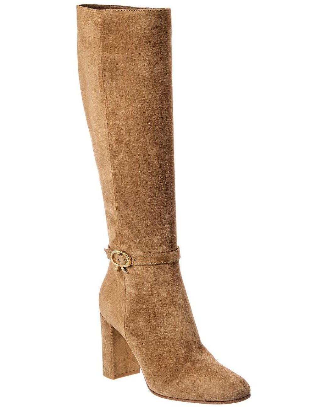Gianvito Rossi Brown Ribbon 85 Suede Knee-High Boot