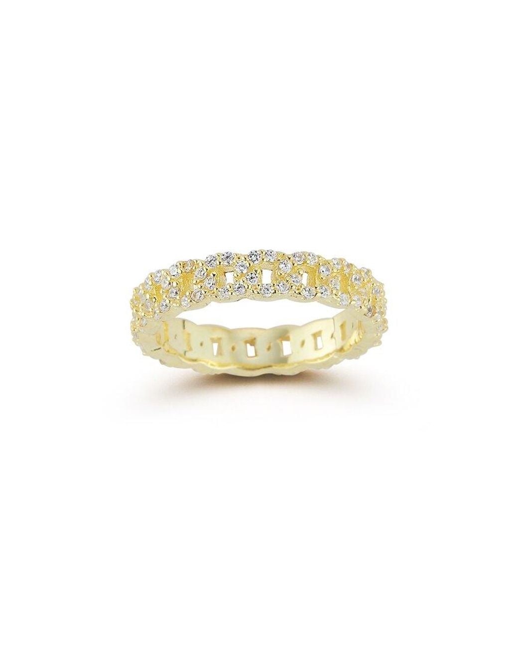 Chloe and Madison Metallic 14k Over Silver Cz Curb Ring