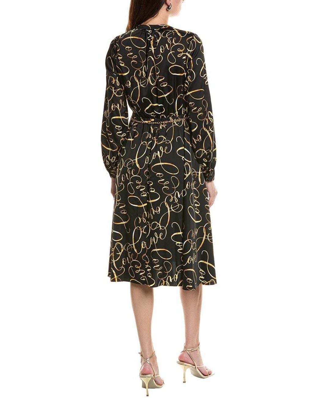 Tahari Black Love-Letter Print Dress