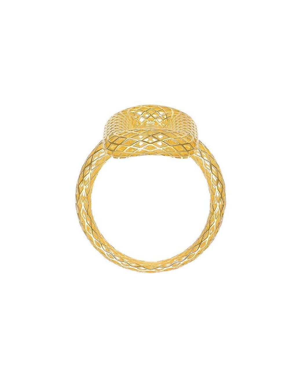 Rachel Glauber Metallic 14K Plated Mesh Design Ring