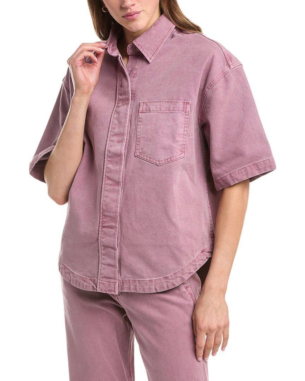 Faherty Brand Pink Sunwashed Canvas Overshirt