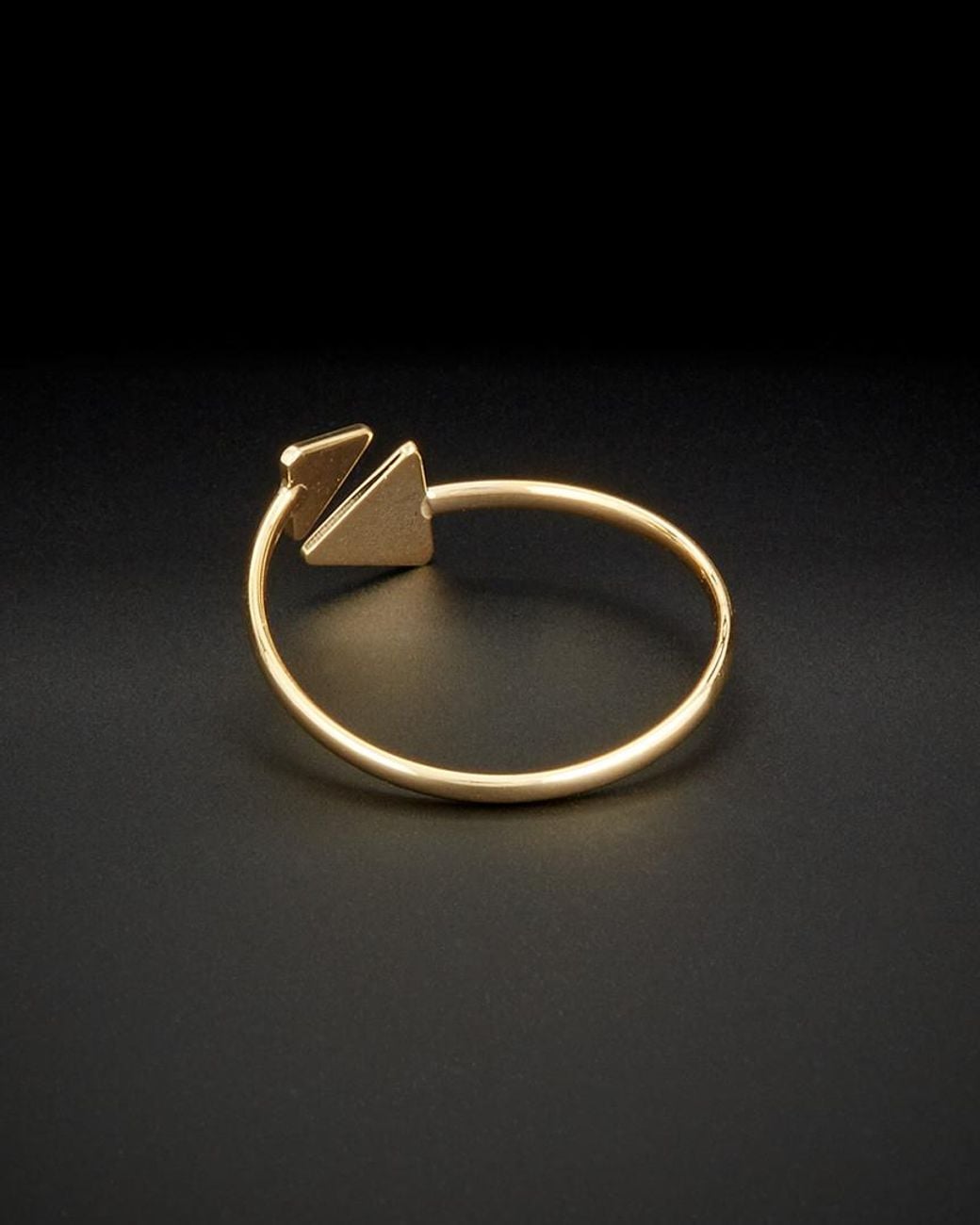Italian Gold Black 14k Double Triangle Open Ring