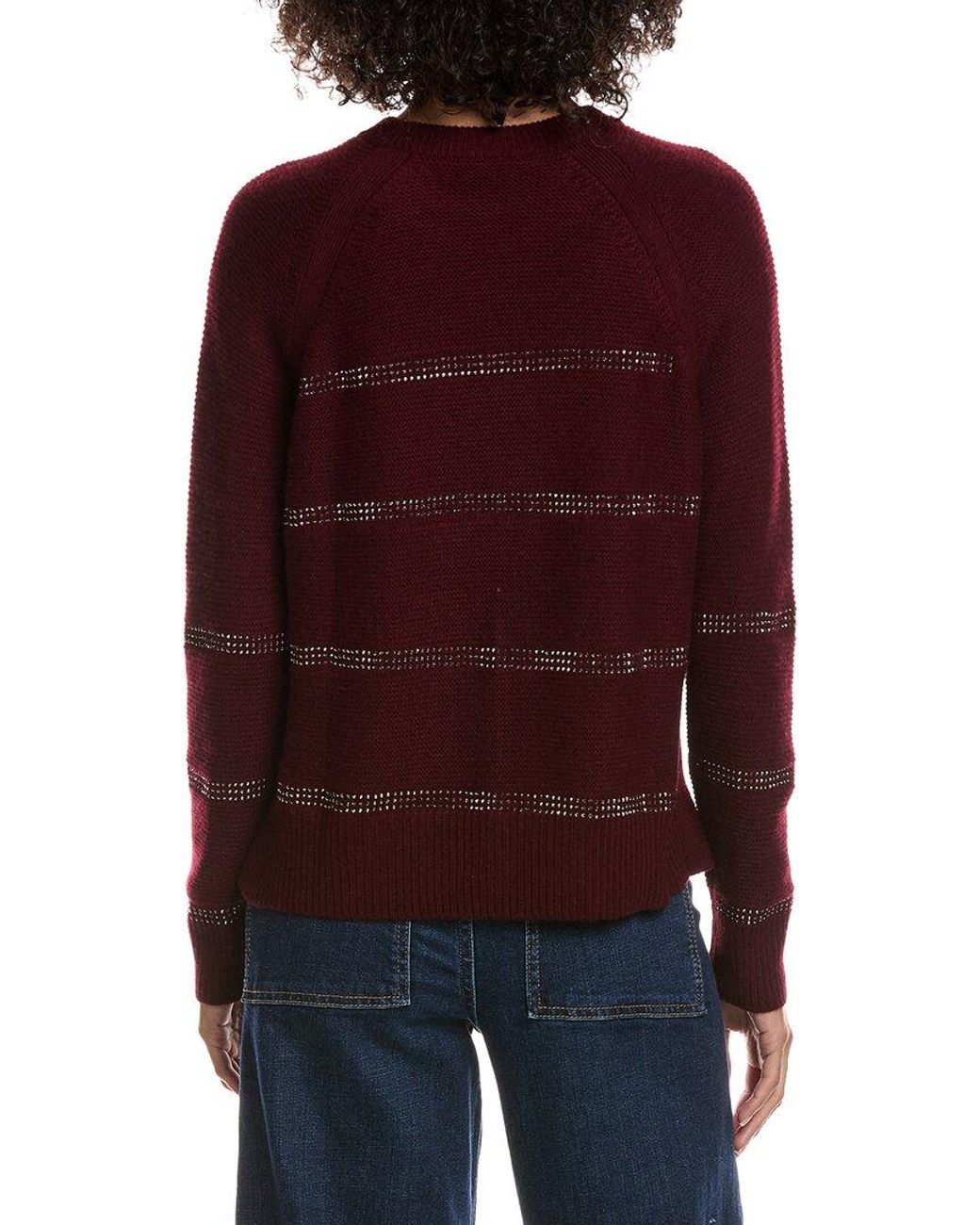 Forte Red Crystal Wool & Cashmere-Blend Raglan Sweater