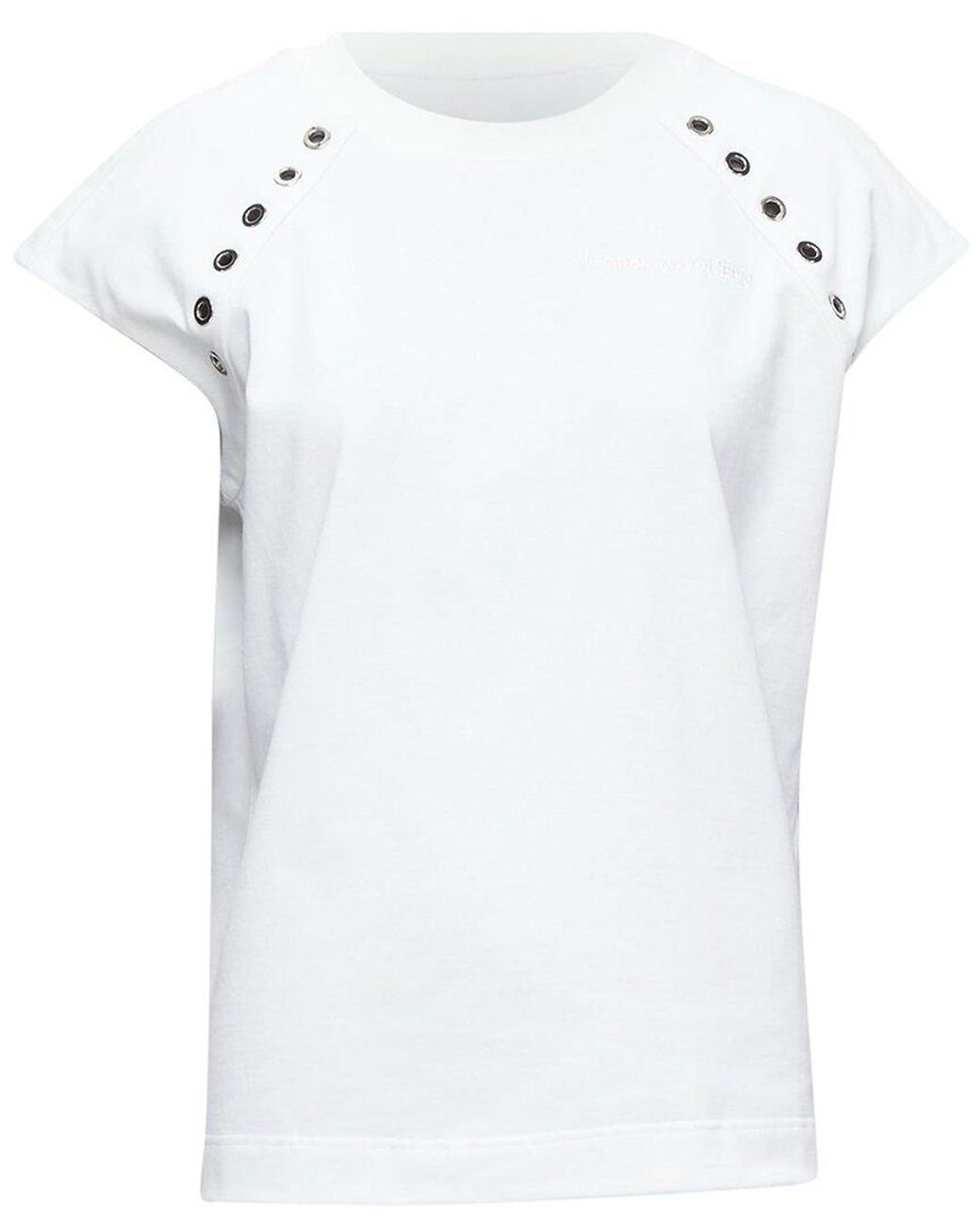 McQueen White Eyelet Detail Studded Top, Size It (Authentic Pre-Loved)