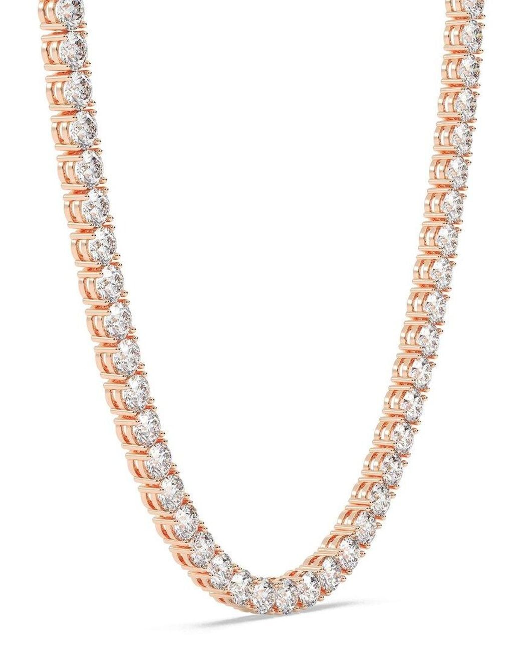 Lab Grown Diamonds Metallic 14K Rose 15.00 Ct. Tw. Lab-Grown Diamond Necklace