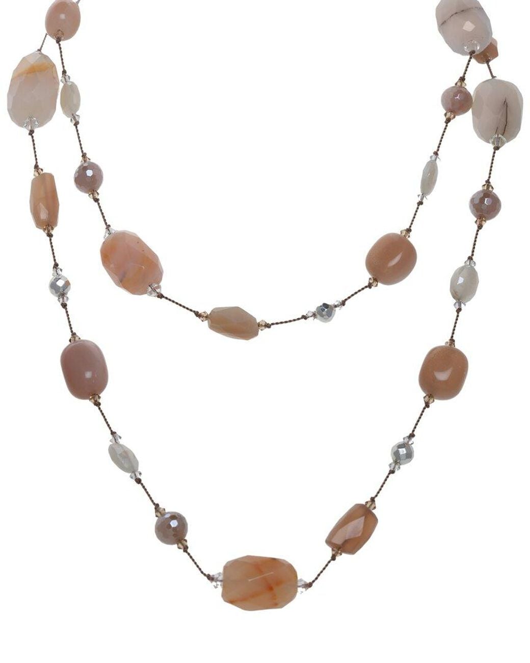 Margo Morrison Metallic Peach/ Coated Moonstone, Agate, Pyrite Necklace