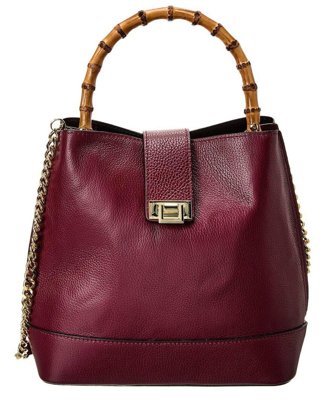 Italian Leather Top Handle Bucket Bag in Red Lyst