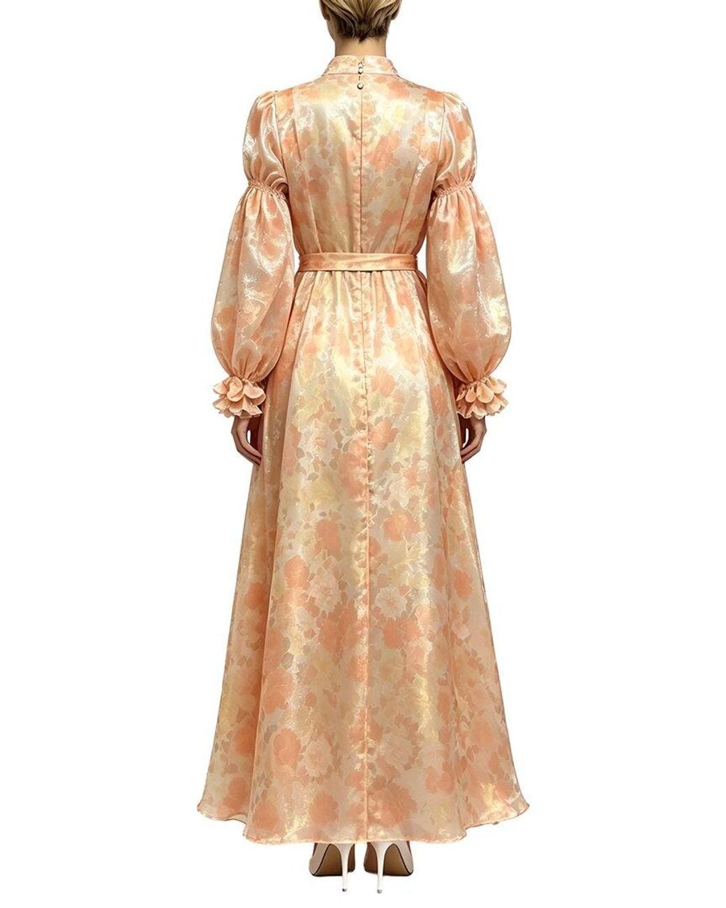 Linda Charm Natural Long Sleeve Maxi Dress