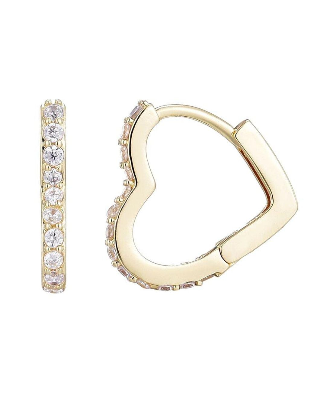 Adornia Metallic 14K Plated Cz Heart Hoop Earrings