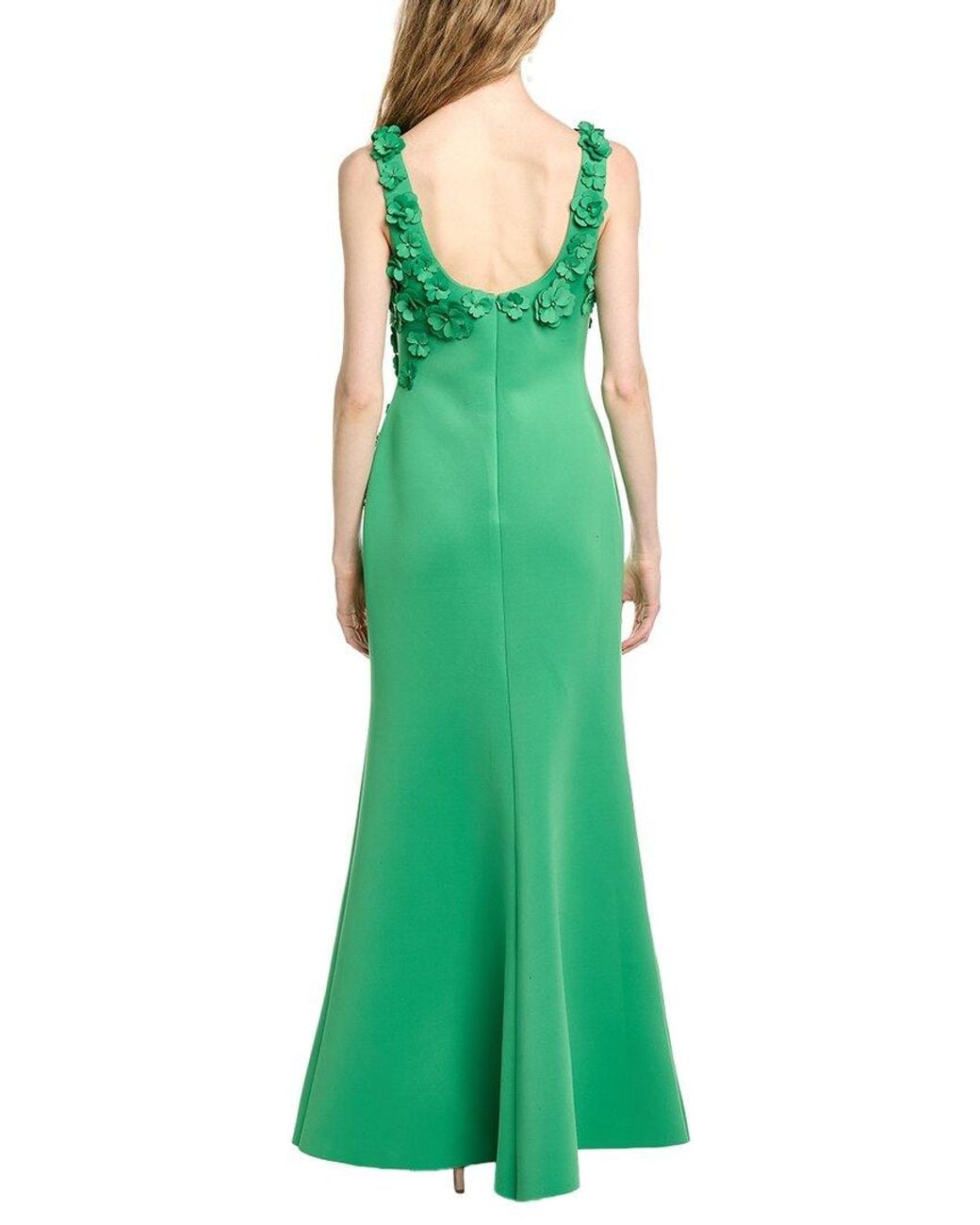 Badgley Mischka Green Cutout Appliques Gown