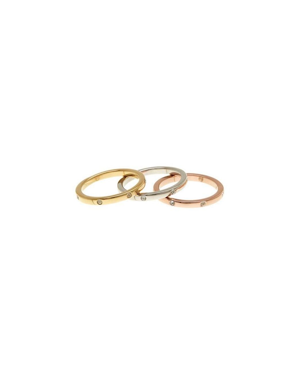 Adornia White Gold & Rhodium Plated Crystal Set Of Rings