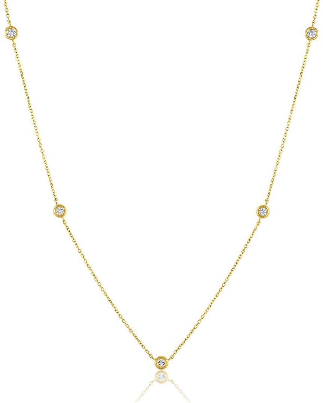 MaxColor Metallic 10K 0.28 Ct. Tw. Lab-Grown Diamond 5 Station Necklace