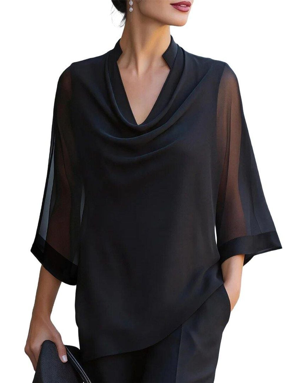 Tedora Black Long Sleeve Top