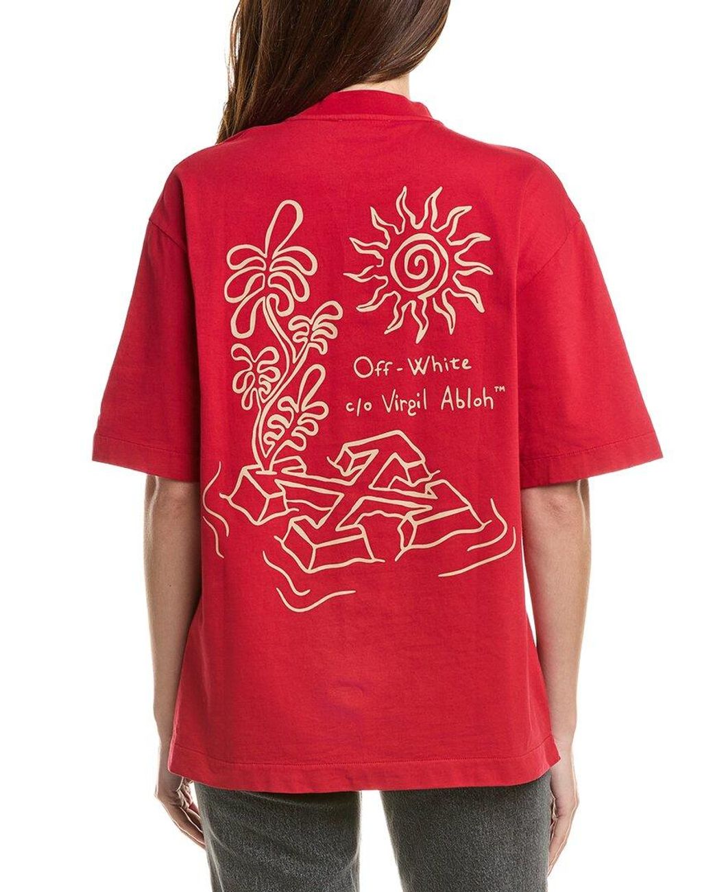 Off-White c/o Virgil Abloh Red Graphic Skate T-Shirt