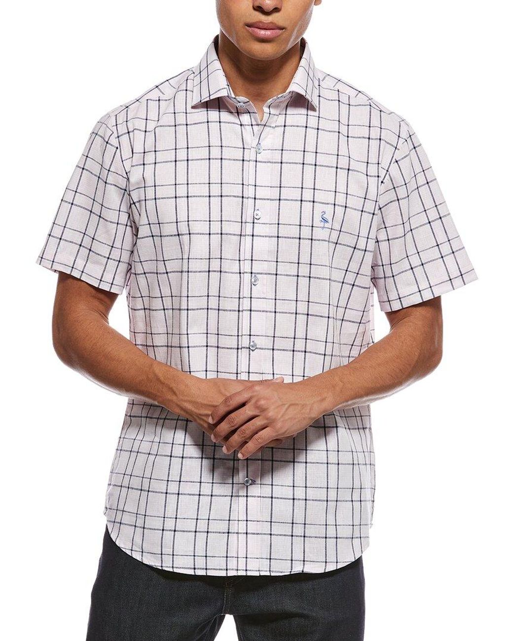 Tailorbyrd White Yarn Dyed Large Check Linen-Blend Shirt for men