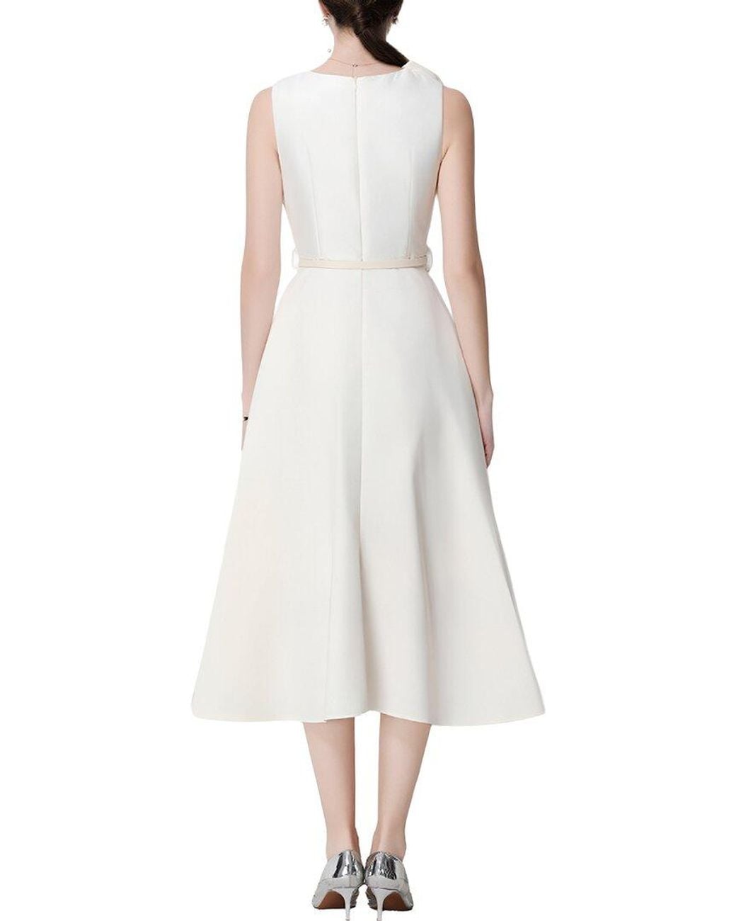GABRIELA RICH White Solid Midi Dress