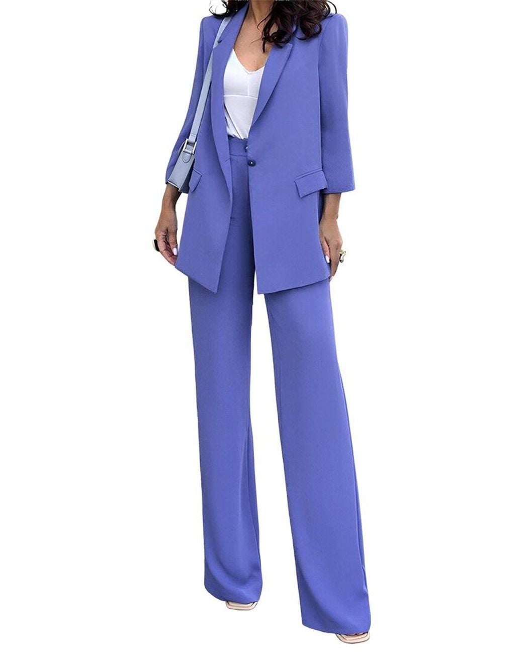 VERA DOLINI Blue 2Pc Blazer & Pant Set