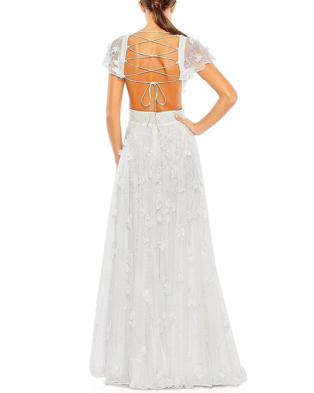 Mac Duggal White Evening Gown