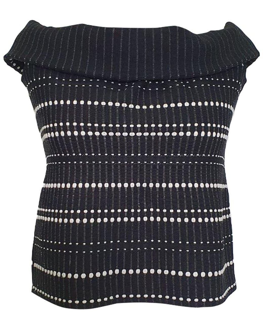 McQueen Black Monochrome Knit Boucle Detail Off-Shoulder Crop Top, Size Int (Authentic Pre-Loved)