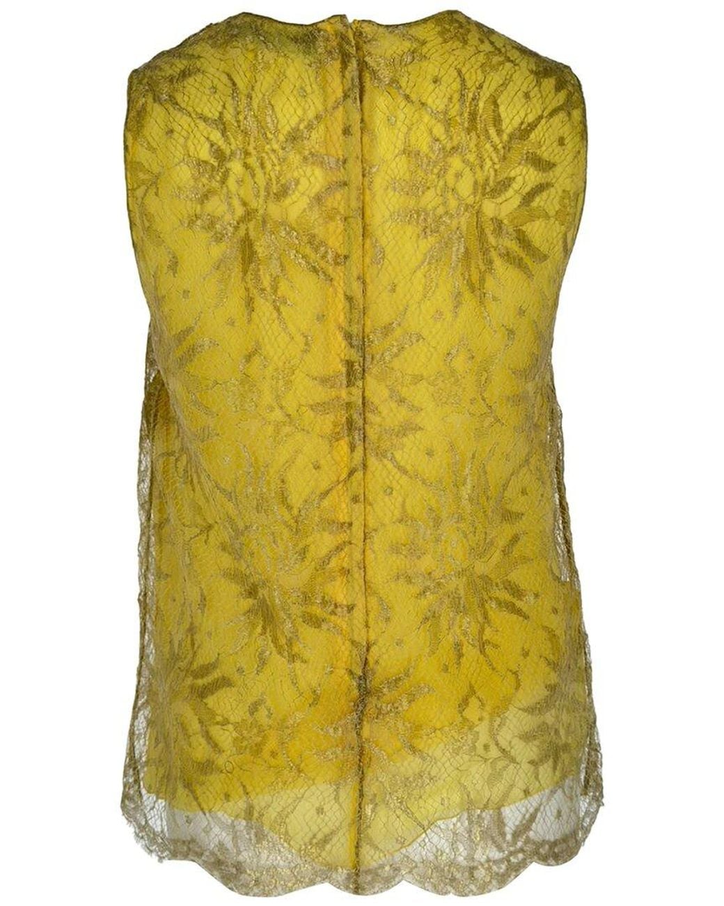 Dolce & Gabbana Yellow Lace Sleeveless Top, Size It (Authentic Pre-Loved)