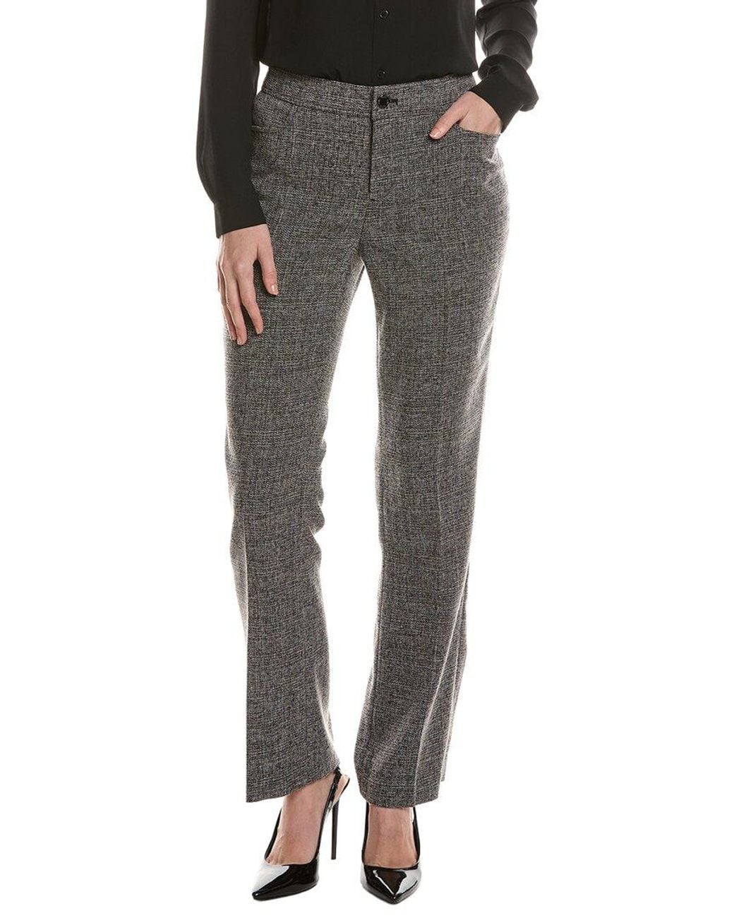 Anne Klein Gray Woven Bootleg Pant