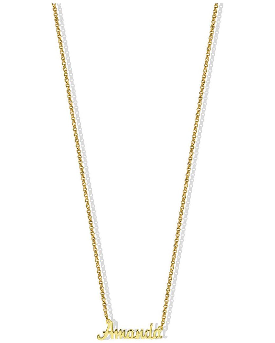 Argento Vivo Metallic 18k Over Silver Amanda Script Necklace
